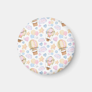 Hot Air Balloon Whimsical Watercolor Pattern Magnet