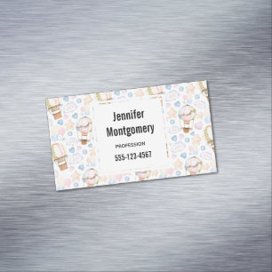 Hot Air Balloon Whimsical Watercolor Pattern Magnetic Business Card