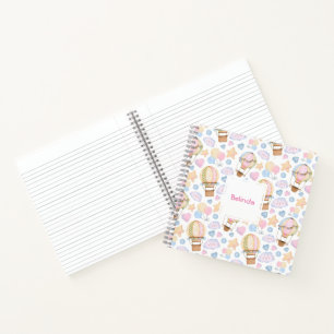 Hot Air Balloon Whimsical Watercolor Pattern Notebook