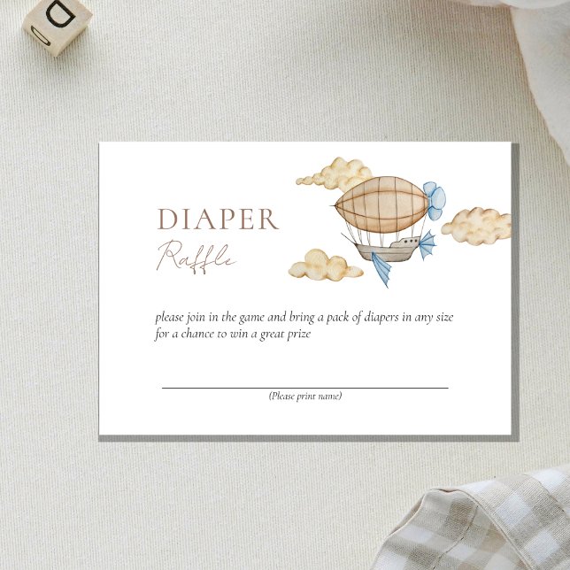 Hot Air Balloon White Baby Shower Diaper Raffle Enclosure Card (Creator Uploaded)