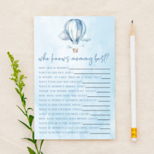 Hot Air Balloon Who Knows Mummy Baby Shower Game