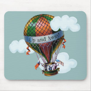 Hot Air Balloon with Clouds Personalise Mouse Mat