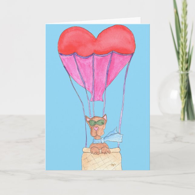 Hot Air Balloon with Dog Holiday Card (Front)