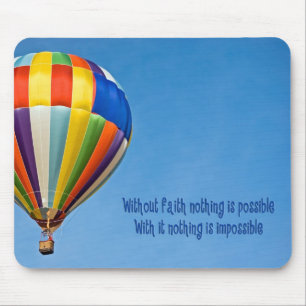 hot air balloon with faith quote mouse mat