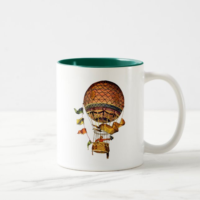 Hot Air Balloon with Flags Two-Tone Coffee Mug (Right)