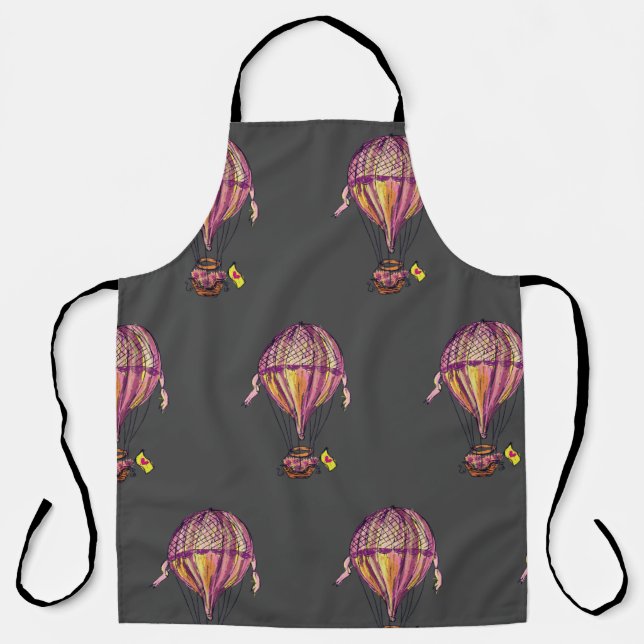 Hot air balloon with heart  apron (Front)