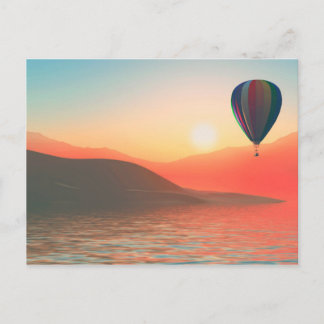 Hot Air Balloon with Sunset Postcard