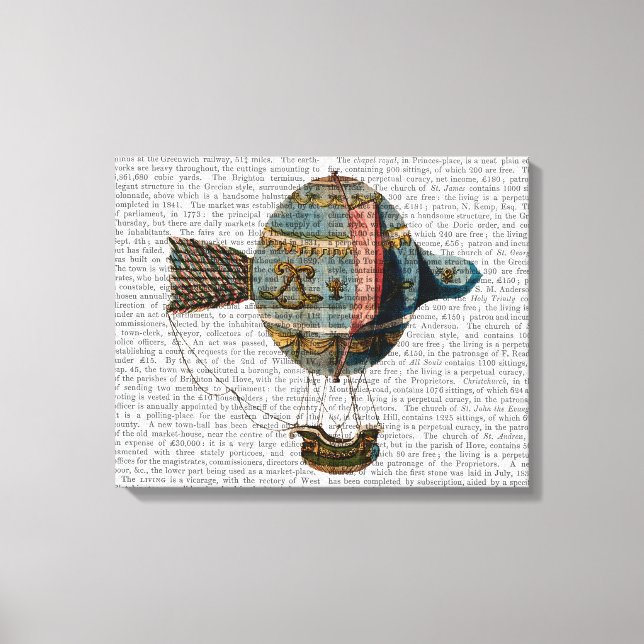 Hot Air Balloon With Tail Feather Canvas Print (Front)