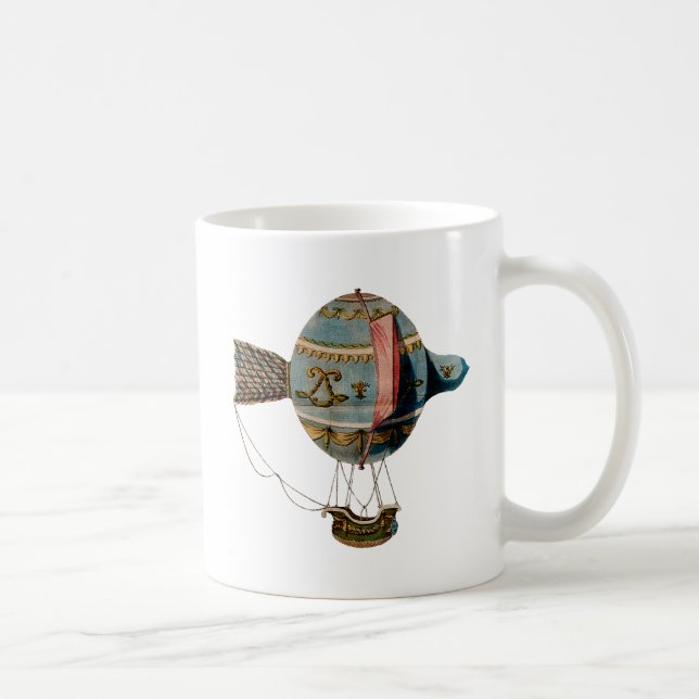 Hot Air Balloon With Tail Feather Coffee Mug (Right)