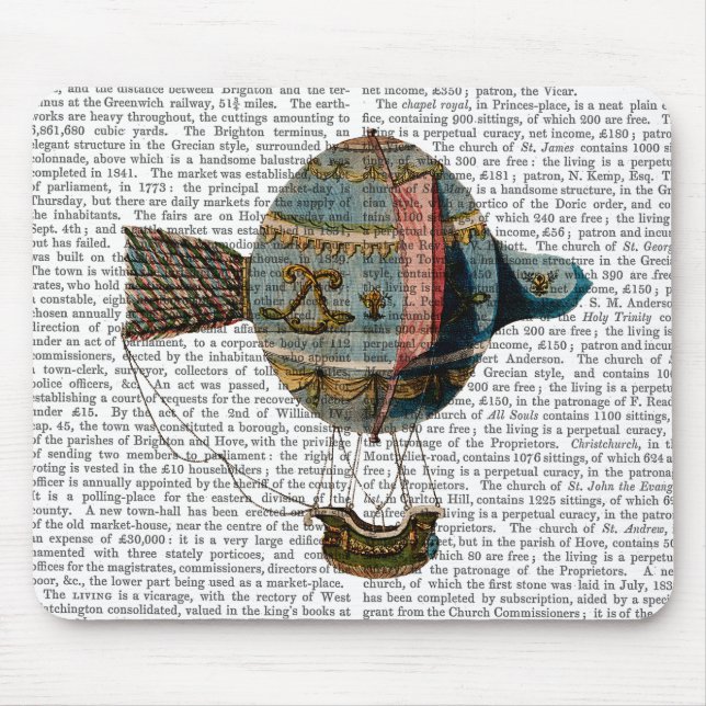 Hot Air Balloon With Tail Feather Mouse Mat (Front)
