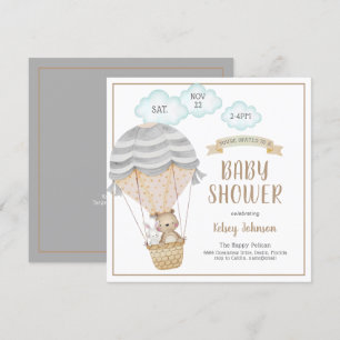 Hot Air Balloon Woodland Animals Fun Baby Shower I Invitation