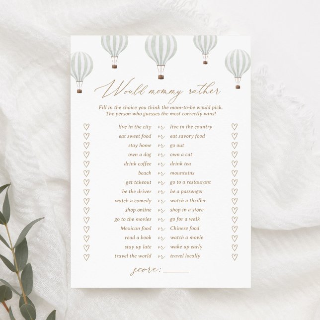 Hot Air Balloon Would Mummy Rather Baby Shower Invitation (Creator Uploaded)
