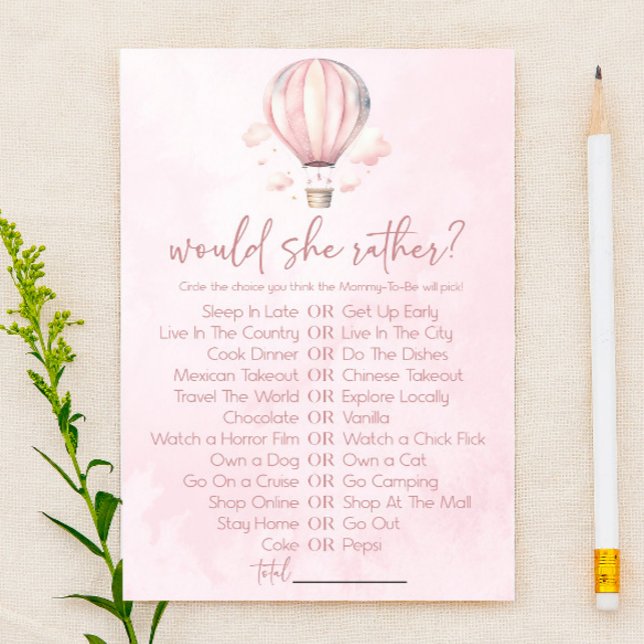 Hot Air Balloon Would She Rather Baby Shower Game (Creator Uploaded)