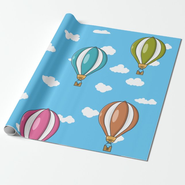 Hot air balloon wrapping paper (Unrolled)