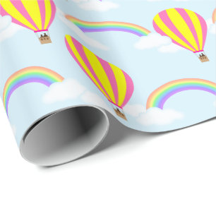 Hot Air Balloon Wrapping Paper - on Light Blue