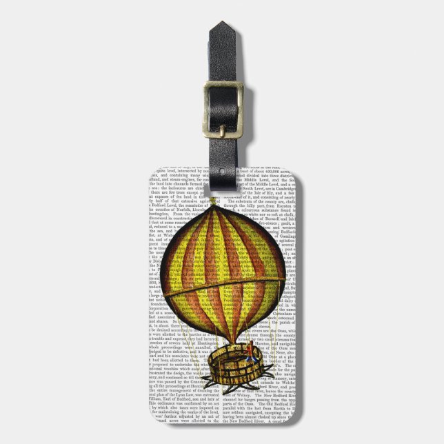 Hot Air Balloon Yellow and Red Luggage Tag (Front Vertical)
