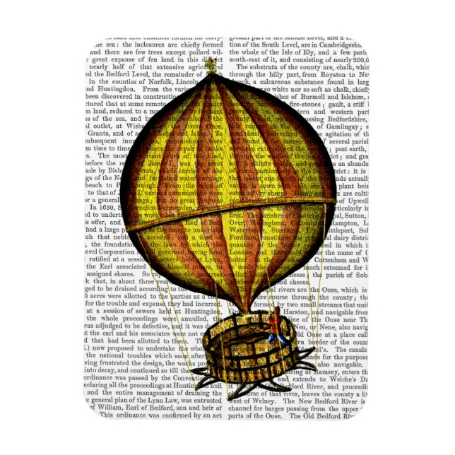 Hot Air Balloon Yellow and Red Magnet (Vertical)
