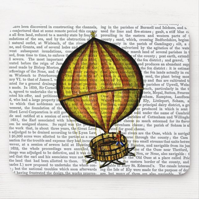 Hot Air Balloon Yellow and Red Mouse Mat (Front)