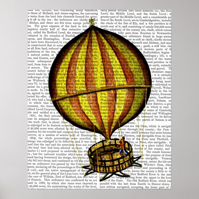 Hot Air Balloon Yellow and Red Poster (Front)