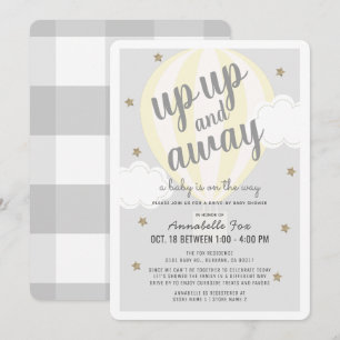 Hot Air Balloon Yellow Drive-by Baby Shower Invitation