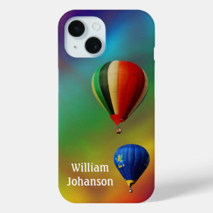 Hot Air Ballooning 2 balloons Colourful Background iPhone 15 Case