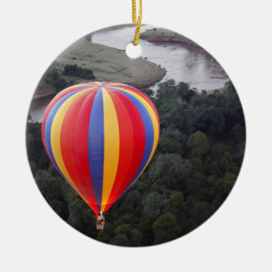 Hot-Air Ballooning over the Mara River Ceramic Tree Decoration