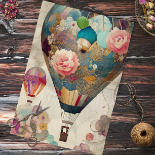 Hot Air Balloons Abstract Collage Decoupage Tissue Paper