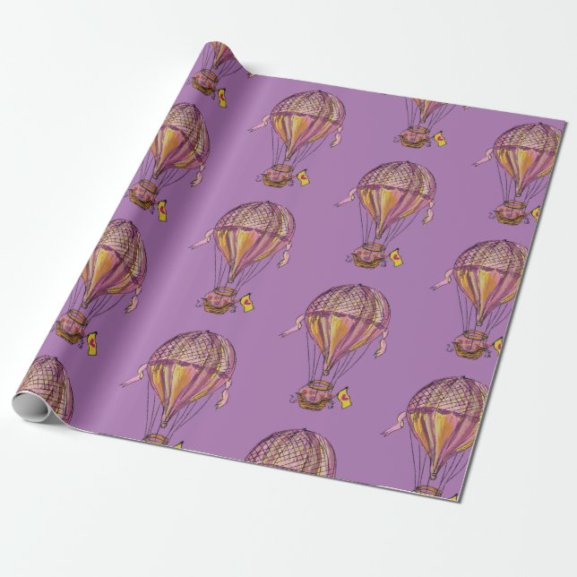 Hot Air Balloons Art Wrapping Paper (Unrolled)