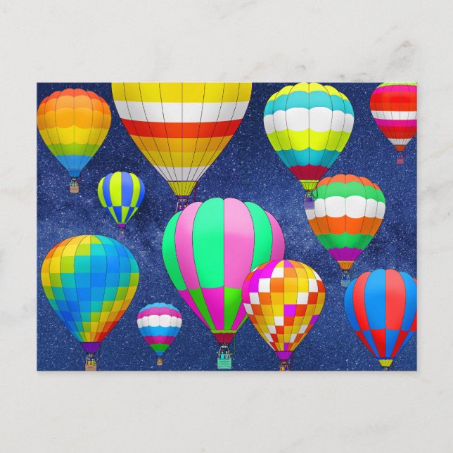 Hot Air Balloons at Starry Night Postcard (Front)