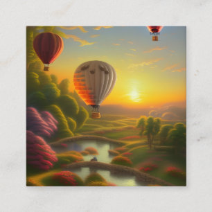 Hot Air Balloons at Sunset Square Business Card