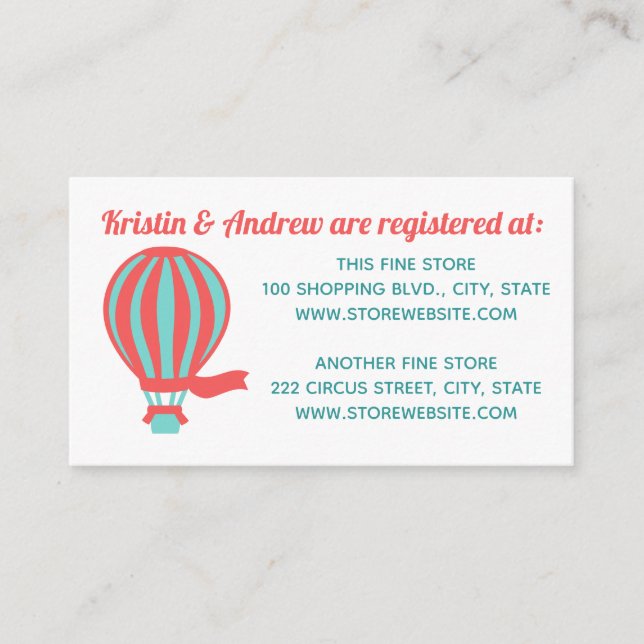 Hot Air Balloons Baby Shower Registry Enclosure Card (Front)