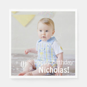 Hot Air Balloons Baby's First Birthday Photo Napkin