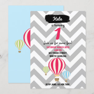 Hot Air Balloons Birthday Invitations