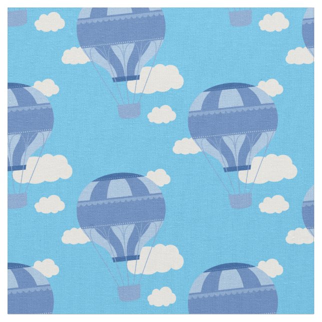 Hot Air Balloons Blue Fabric (Close Up)