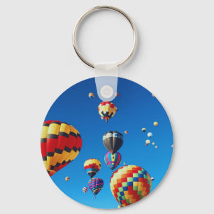 Hot Air Balloons Blue Sky Key Ring