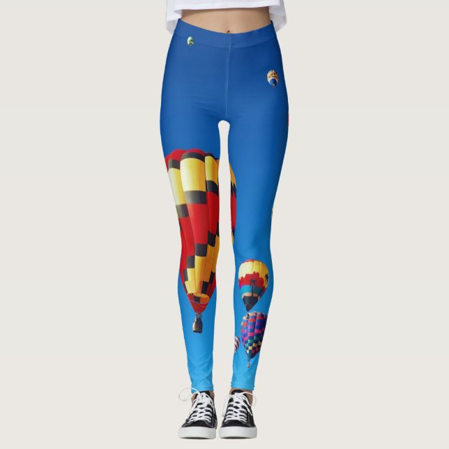 Hot Air Balloons Blue Sky Leggings (Front)