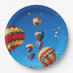 Hot Air Balloons Blue Sky Paper Plate