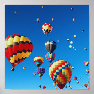 Hot Air Balloons Blue Sky Poster