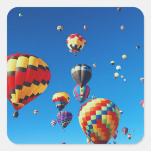 Hot Air Balloons Blue Sky Square Sticker