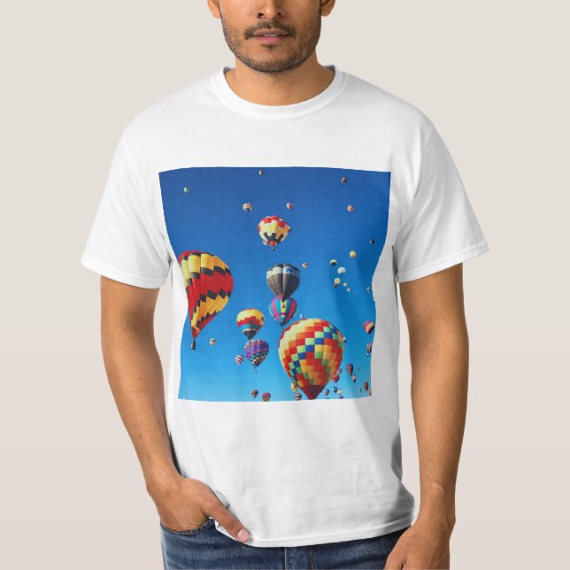 Hot Air Balloons Blue Sky T-Shirt (Front)