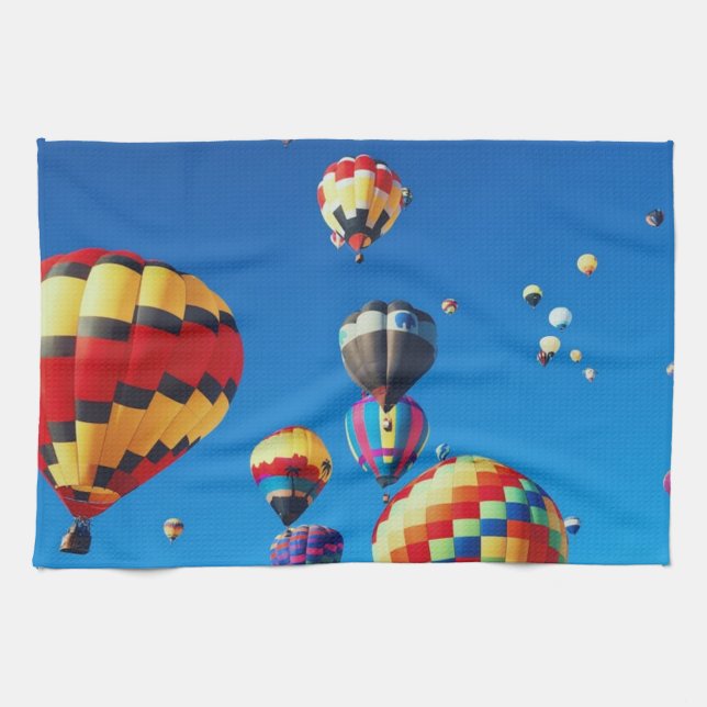 Hot Air Balloons Blue Sky Tea Towel (Horizontal)