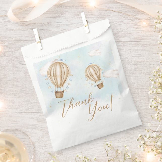 Hot Air Balloons brown clouds Baby Shower Favour Bags (Clipped)