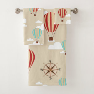 Hot Air Balloons & Cute Clouds Adventure Bath Towel Set