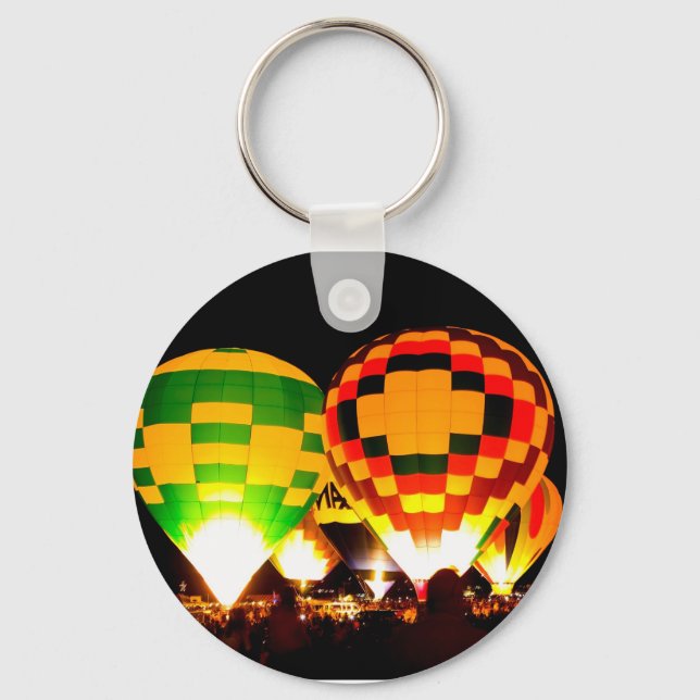 Hot Air Balloons Glowing at Night Key Ring (Front)
