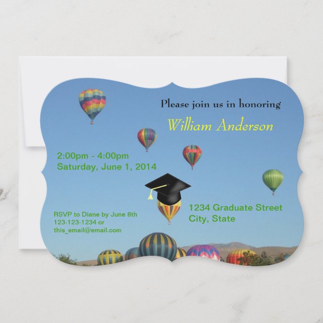 Hot Air Balloons Graduation Party Invitation (Front)