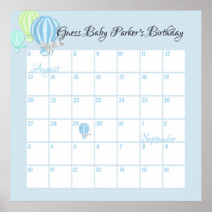 Hot Air Balloons, Guess Baby's Due Date Poster