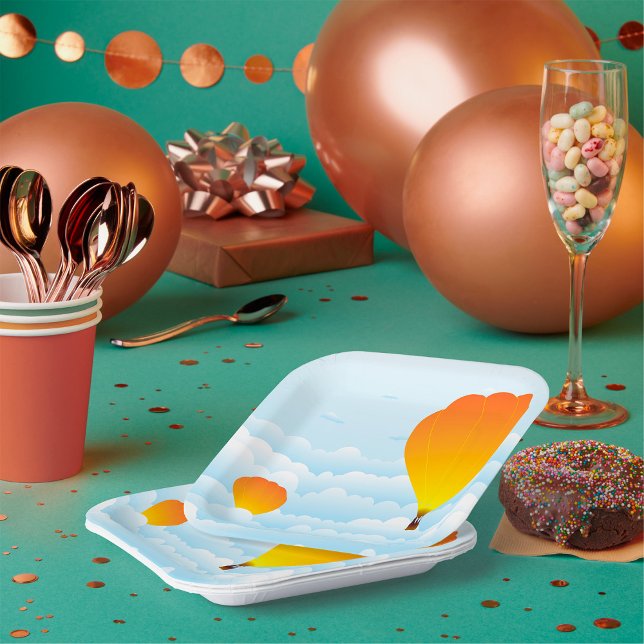 Hot Air Balloons In Clouds Paper Plate (Creator Uploaded)
