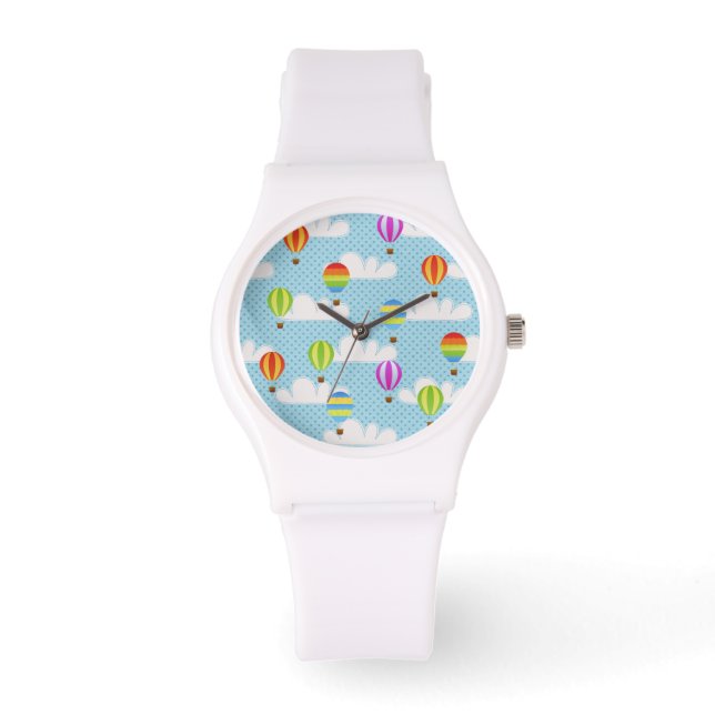 Hot Air Balloons in Cloudy Dotty Sky Watch (Front)