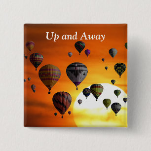 Hot Air Balloons in Flight 15 Cm Square Badge