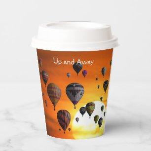 Hot air balloons in flight paper cups